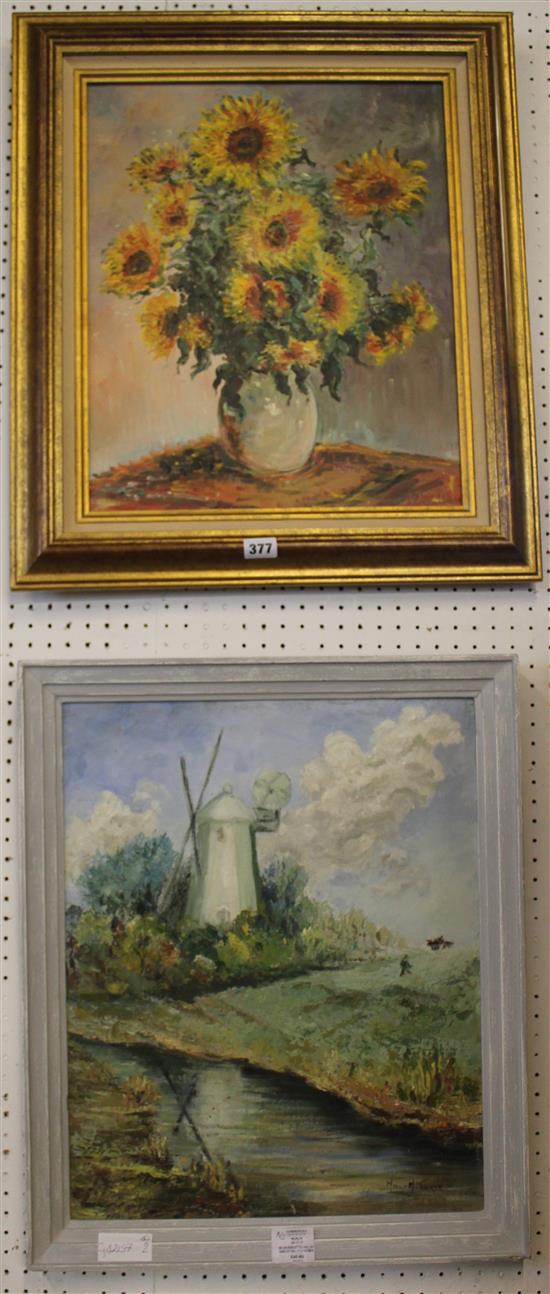 Oil on board The Mill at Shipley Molly M Tucker and oil on canvas still life(-)